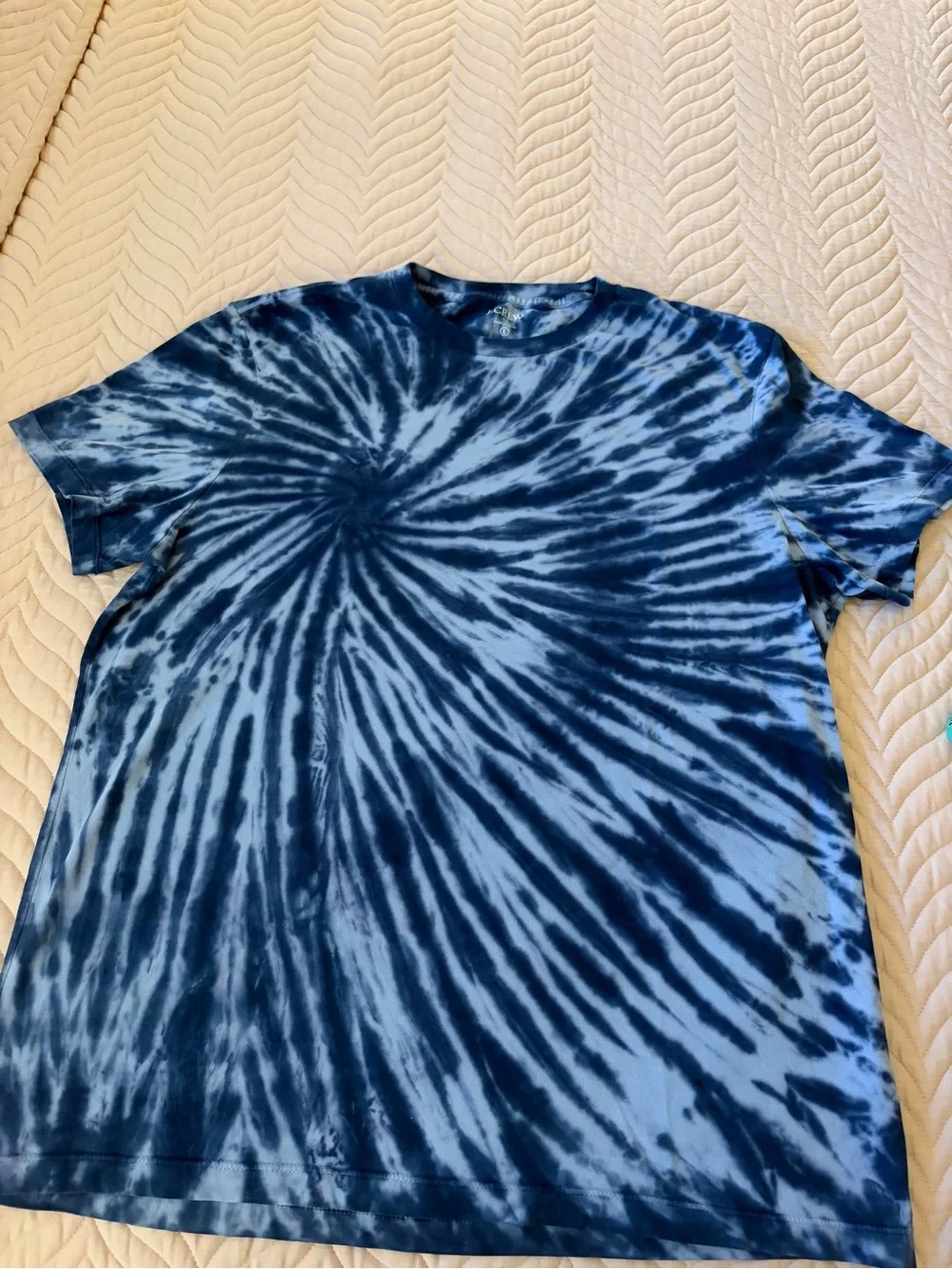 J.Crew L Tie Dye T-Shirt Blue White 100% Cotton Short Sleeve
